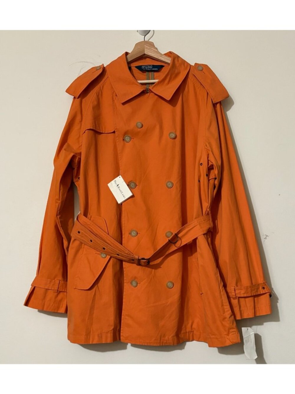 Polo Ralph Lauren Double Breasted Trench Coat size XL color orange NWT $295
